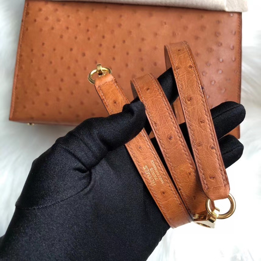 Hermès(爱马仕)Kelly 25cm Ostrich kk鸵鸟 ck37 金棕色 Gold 金扣 顶级手缝 定制-拉尔森鳄鱼皮具定制 - 爱马仕包包官网 Hermès(爱马仕)Kelly 25cm Ostrich kk鸵鸟 ck37 金棕色 Gold 金扣 顶级手缝 定制