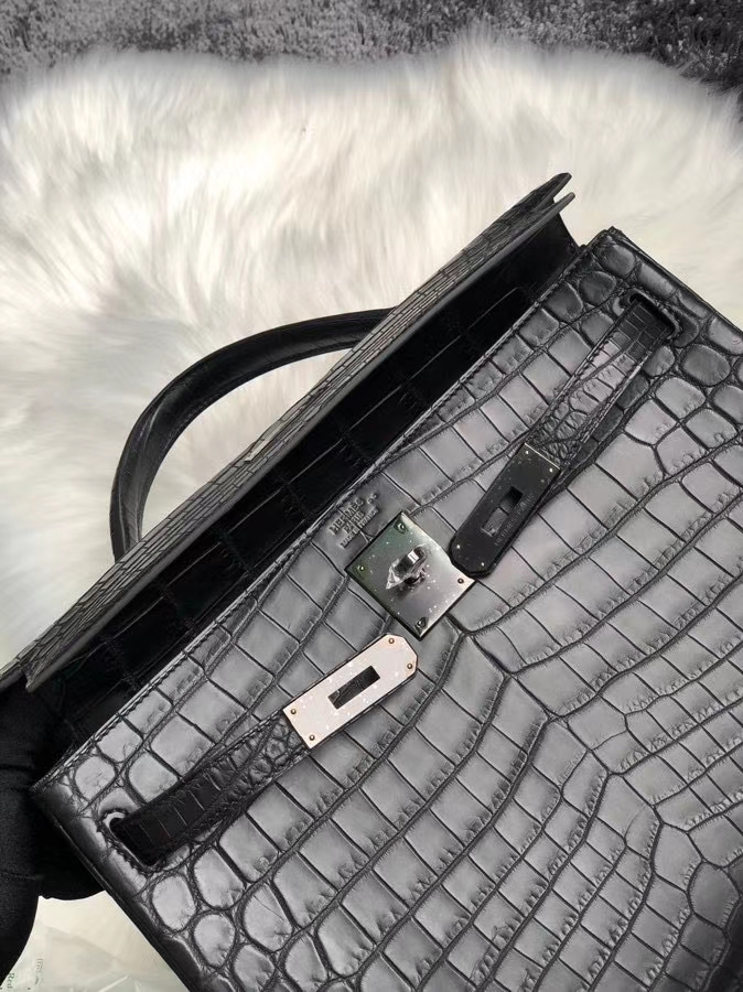 Hermès（爱马仕）Kelly 32cm Crocodile matt 雾面鳄鱼 ck89 黑色 Noir 黑扣 品相完美