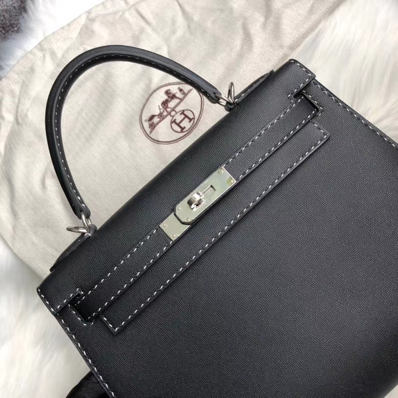 Hermès（爱马仕）Kelly 28cm GM 皮 ck89 黑色 Noir 银扣 顶级手缝 定制