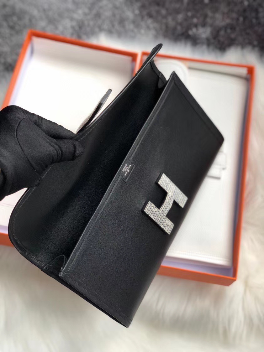 Hermès(爱马仕)Jige 29cm 黑色 Swift 皮拼蜥蜴皮 ck89 黑色 Noir 手拿包 晚宴包-拉尔森鳄鱼皮具定制 - 爱马仕包包官网 Hermès(爱马仕)Jige 29cm 黑色 Swift 皮拼蜥蜴皮 ck89 黑色 Noir 手拿包 晚宴包