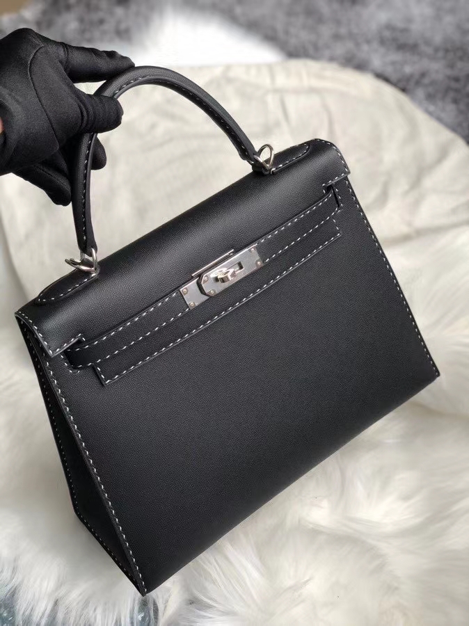 Hermès(爱马仕)Kelly 28cm GM 皮 ck89 黑色 Noir 银扣 顶级手缝 定制-拉尔森鳄鱼皮具定制 - 爱马仕包包官网 Hermès(爱马仕)Kelly 28cm GM 皮 ck89 黑色 Noir 银扣 顶级手缝 定制