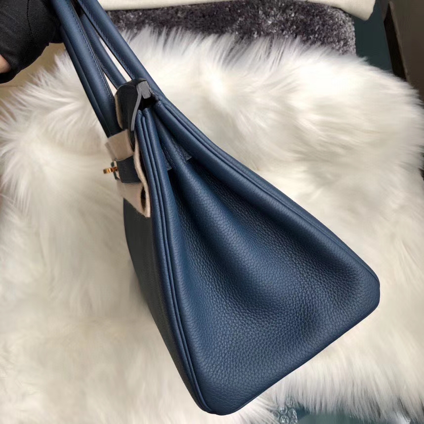 Hermès（爱马仕）Birkin 30cm 原厂小牛皮 togo 1p 鸭子蓝 金扣 顶级手缝