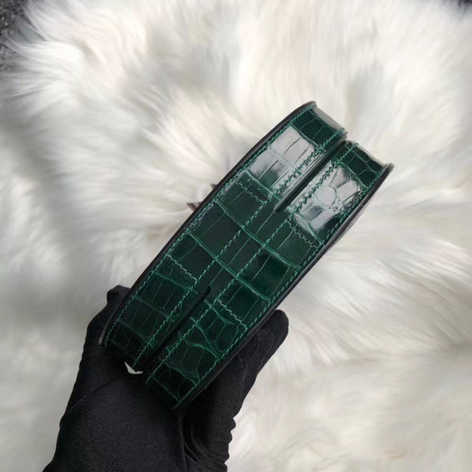Hermès（爱马仕）马赛克17cm Alligator shiny 亮面鳄鱼 ck67 祖母绿 vert fonce 金扣 定制