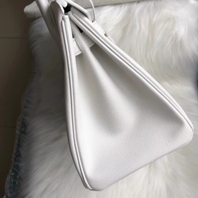Hermès（爱马仕）Birkin 30cm Epsom 原厂掌纹皮 01 纯白 White  顶级手缝 定制