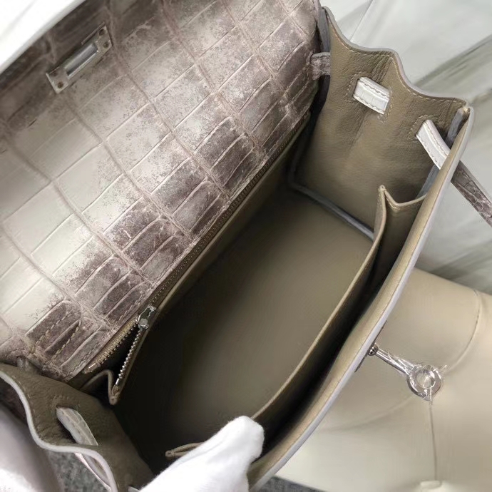 Hermès(爱马仕)Kelly 25cm Himalaya 喜马拉雅 银扣 顶级手缝 品相完美 现货-拉尔森鳄鱼皮具定制 - 爱马仕包包官网 Hermès(爱马仕)Kelly 25cm Himalaya 喜马拉雅 银扣 顶级手缝 品相完美 现货