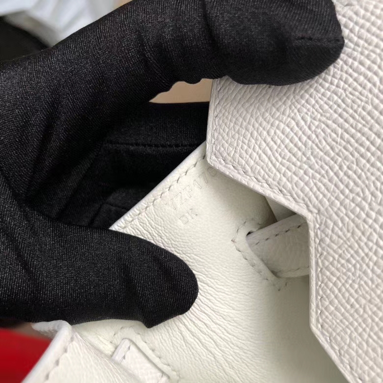 Hermès（爱马仕）Birkin 30cm Epsom 原厂掌纹皮 01 纯白 White  顶级手缝 定制