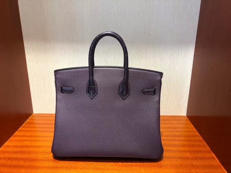 Hermès（爱马仕）Birkin 25cm Touch 59 葡萄紫Raisin 拼 雾面鳄鱼系列鸾尾花紫 玫瑰金扣 现货