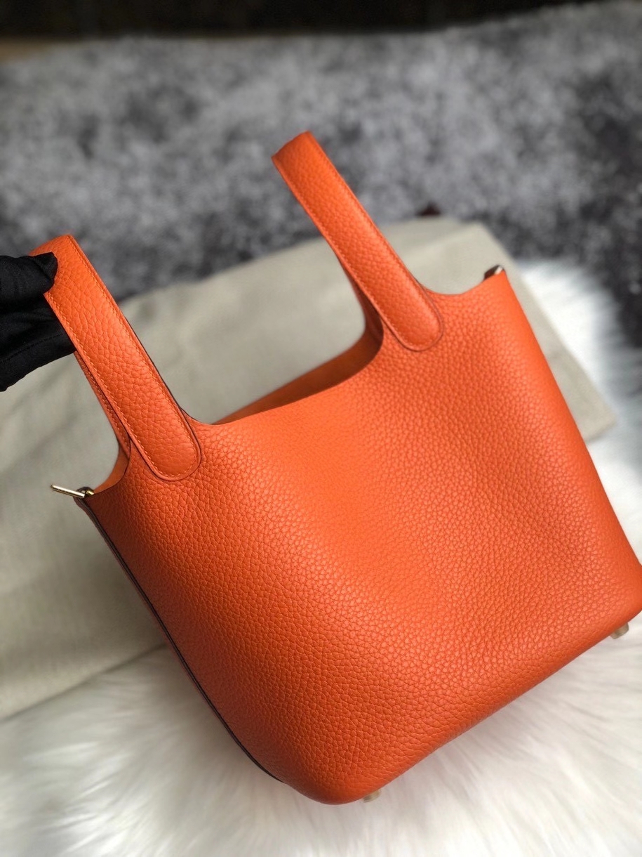 Hermès（爱马仕）Picotin 菜篮包 18cm 93橙色 Orange 金扣