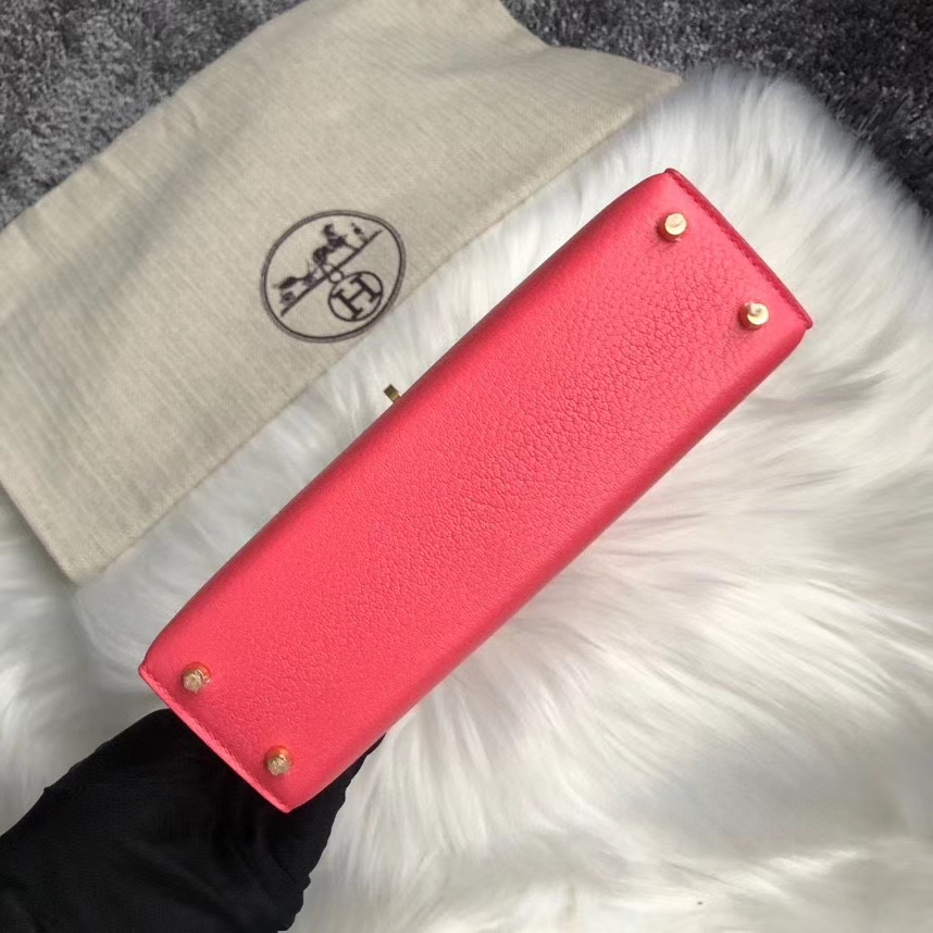Hermès（爱马仕）Mini kelly ll 山羊皮 Chevre  8w 唇膏粉  rose azalee 金扣 顶级手缝
