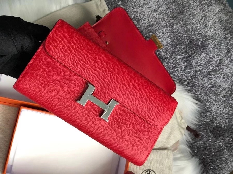 Hermès（爱马仕）Constance 空姐包 Epsom 原厂掌纹皮 Q5 国旗红 rouge casaque 金扣 银扣 顶级手缝