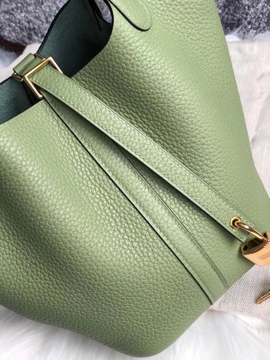 Hermès（爱马仕）Picotin 菜篮包 18cm 原厂御用顶级皮 clememce 3i 牛油果绿 金扣 顶级手缝