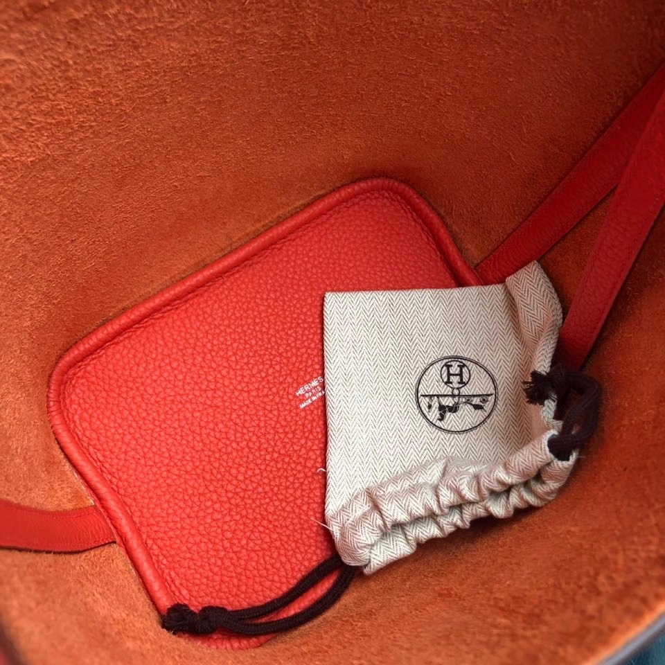 Hermès（爱马仕）Picotin 菜篮包 18cm 原厂御用顶级皮 clememce 9J 火焰橙 银扣 顶级手缝
