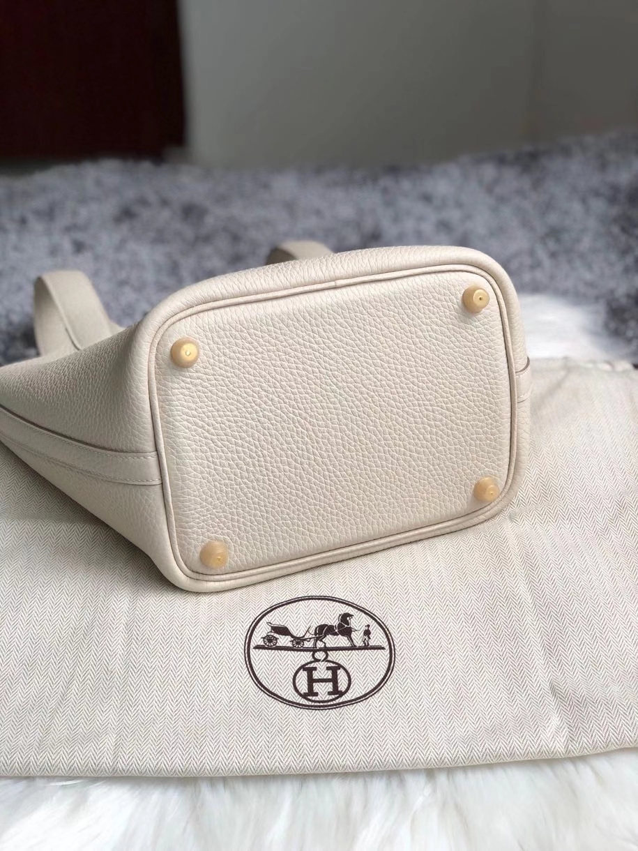 Hermès（爱马仕）Picotin 菜篮包 18cm 原厂御用顶级皮 clememce ck10 奶昔白 Craie 金扣 顶级手缝