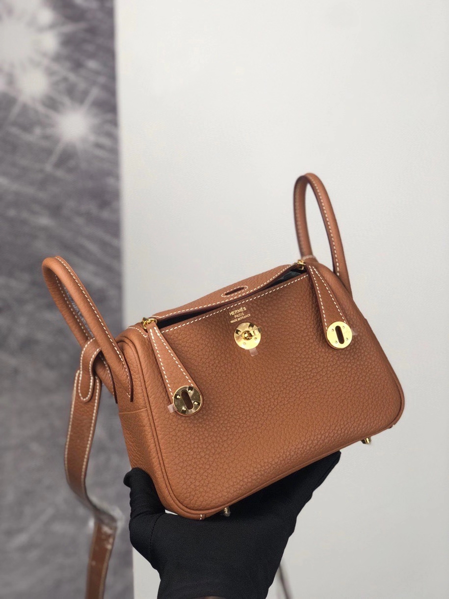 Hermès（爱马仕）Mini lindy ck37 金棕色 Gold 金扣 银扣 顶级手缝 现货