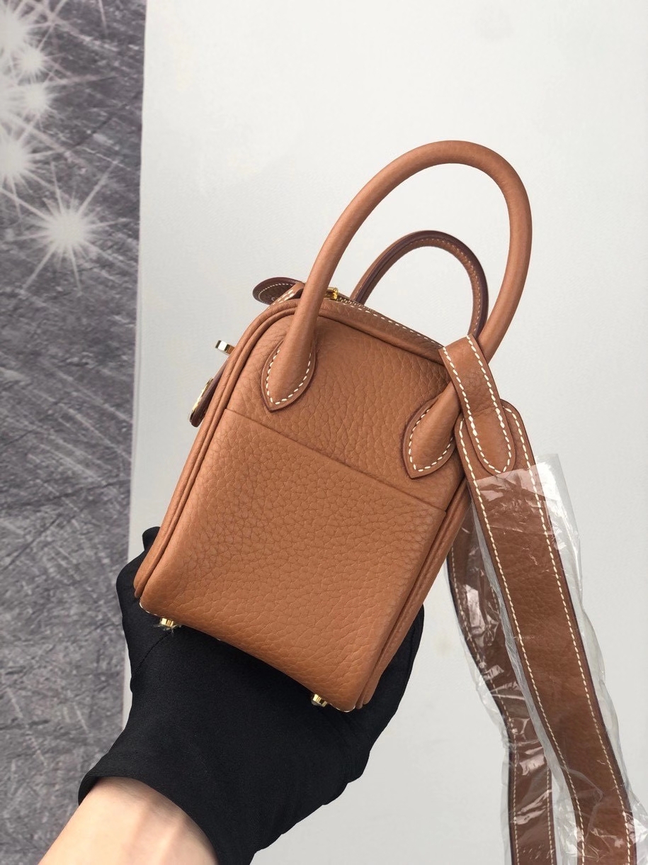 Hermès（爱马仕）Mini lindy ck37 金棕色 Gold 金扣 银扣 顶级手缝 现货