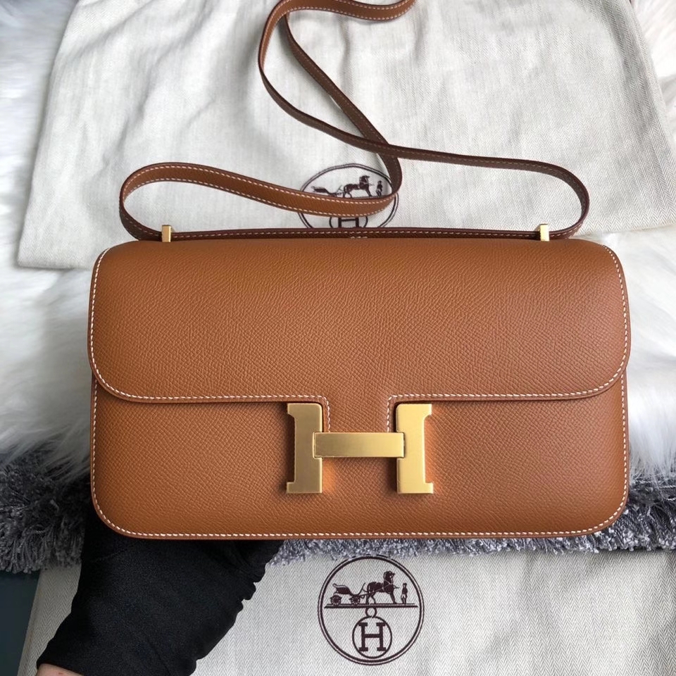 Hermès（爱马仕）Constance 26cm Epsom 原厂掌纹皮 ck37 金棕色 Gold 金扣 顶级手缝