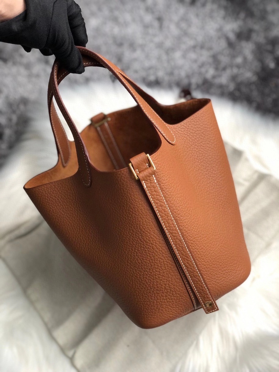 Hermès（爱马仕）Picotin 18cm 原厂御用顶级TC皮  ck37 金棕色 Gold 银扣