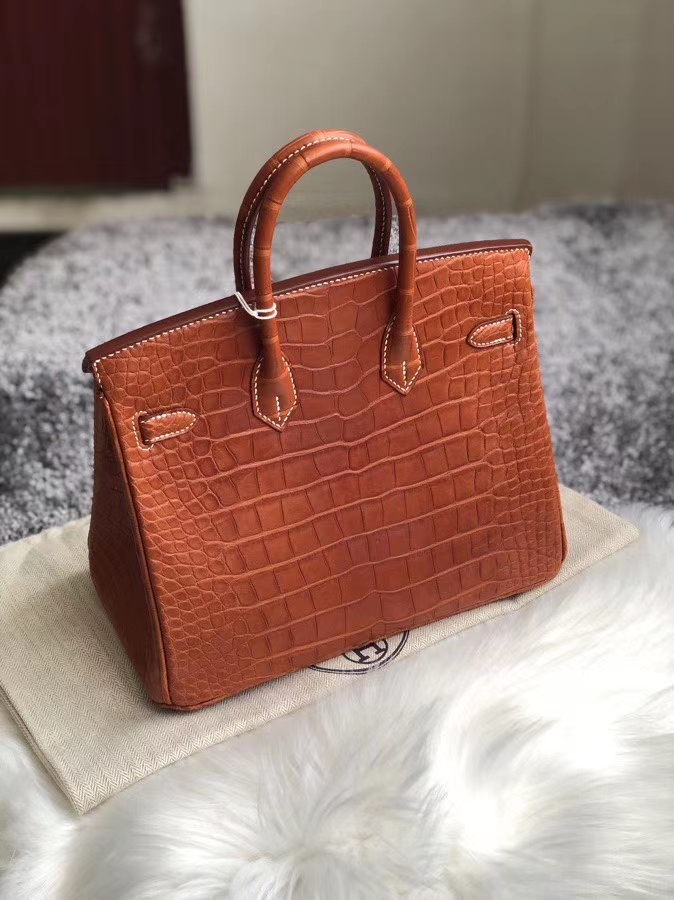 Hermès（爱马仕）Birkin 25cm Barenia Natural 马鞍皮风格鳄鱼 经典干邑原色 现货
