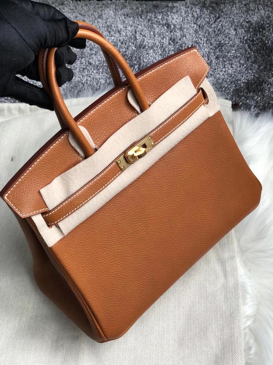 Hermès（爱马仕）Birkin 25cm 颗粒马鞍皮 金棕色 gold 金扣 银扣 顶级手缝 现货