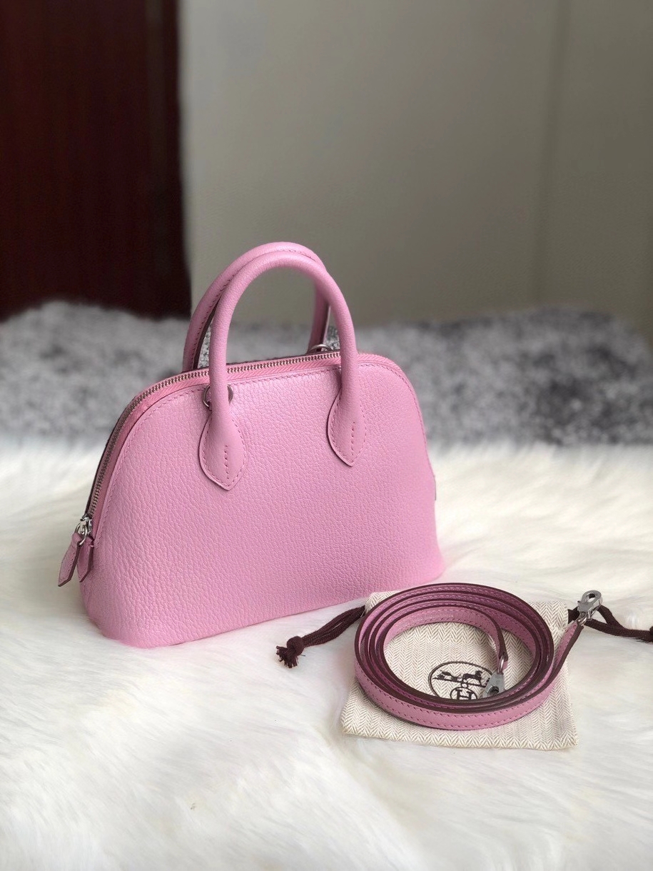 Hermès（爱马仕）Mini bolide 山羊皮 Chevre x9 锦葵紫 银扣 顶级手缝 小可爱 现货