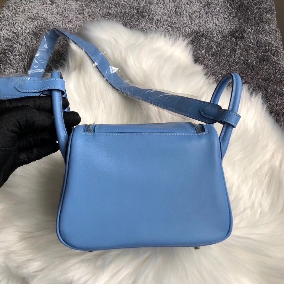 Hermès（爱马仕）Mini lindy swift 天堂蓝 银扣 顶级手缝 定制