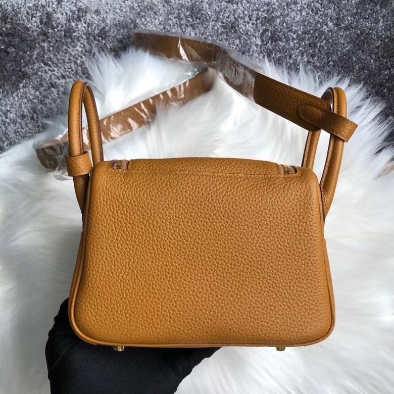 Hermès（爱马仕）Mini lindy  togo S2 芝麻黄 Sesame 金扣 顶级手缝 可定制