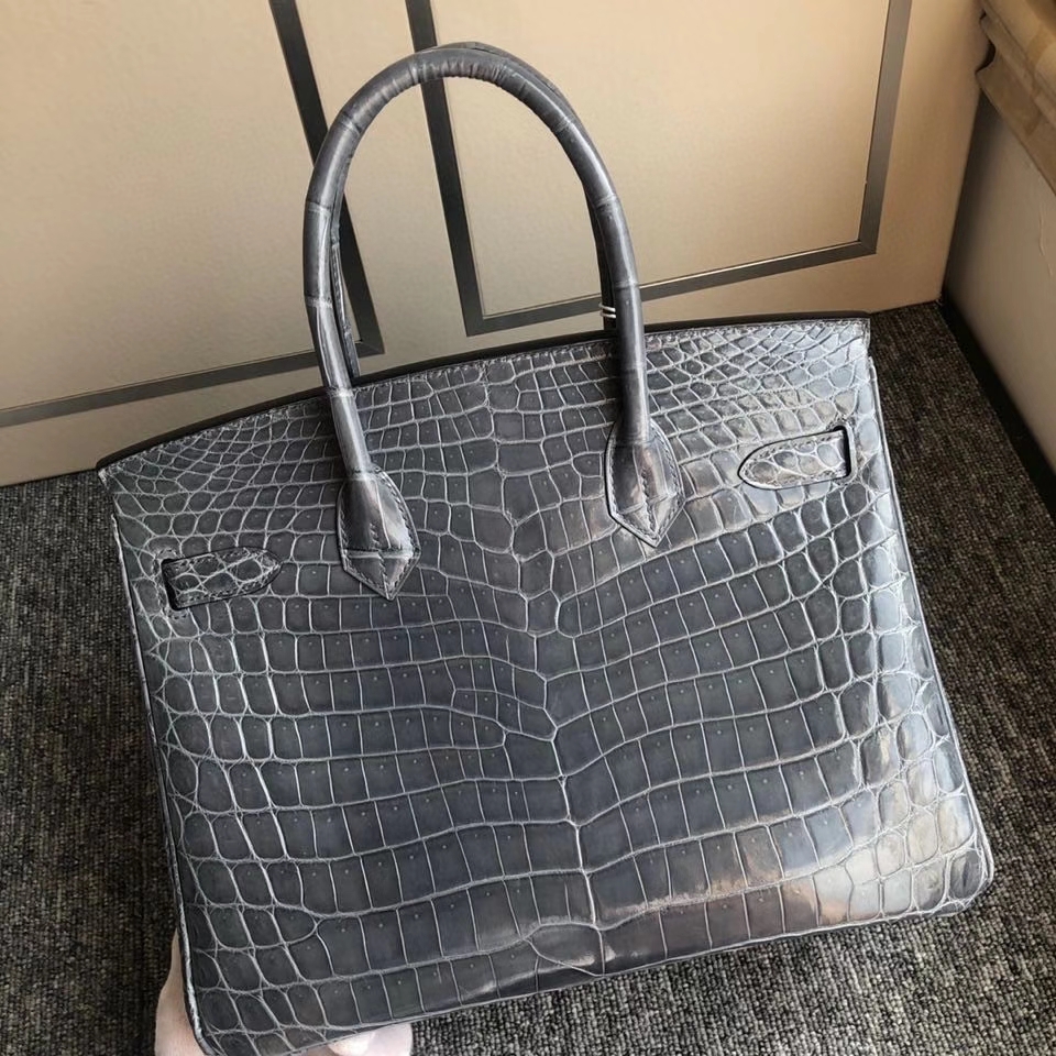 Hermès（爱马仕）Birkin 30cm Crocodile shiny 亮面鳄鱼 7n 风暴蓝 银扣 顶级手缝 现货