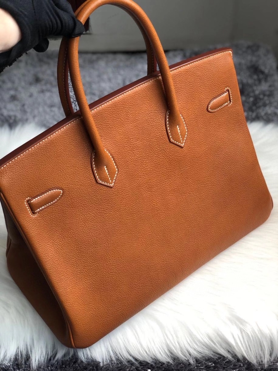 Hermès（爱马仕）Birkin 铂金包 马鞍皮 金棕色 gold 银扣 35cm