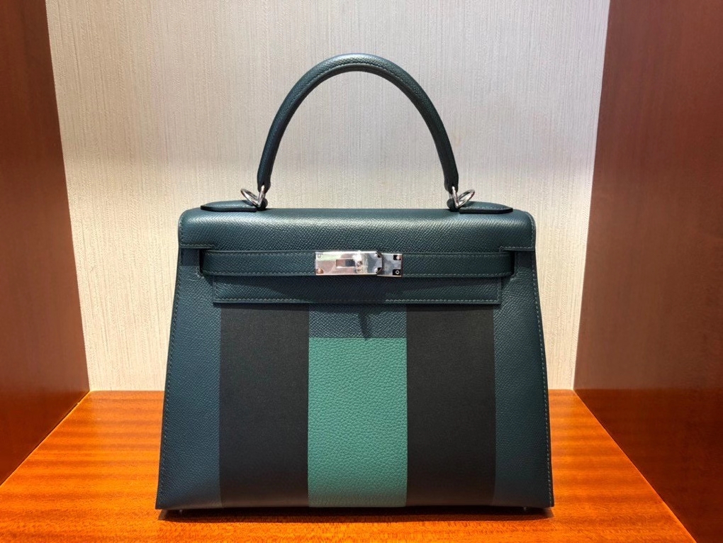 Hermès（爱马仕）Kelly 28cm Epsom字母包 “H” 6O 柏树绿  银扣 顶级手缝 现货