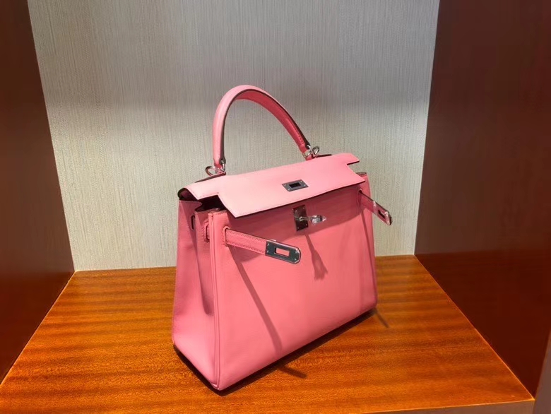 Hermès（爱马仕）Kelly 25cm Swift K4 夏日玫瑰粉 银扣 顶级手缝 粉粉嫩嫩 超美