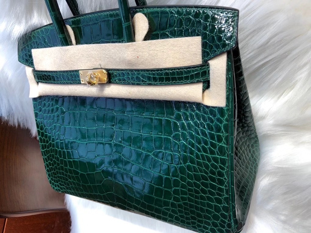 Hermès（爱马仕）Birkin 25cm Alligator shiny 亮面鳄鱼 ck67 祖母绿 顶级手缝 现货