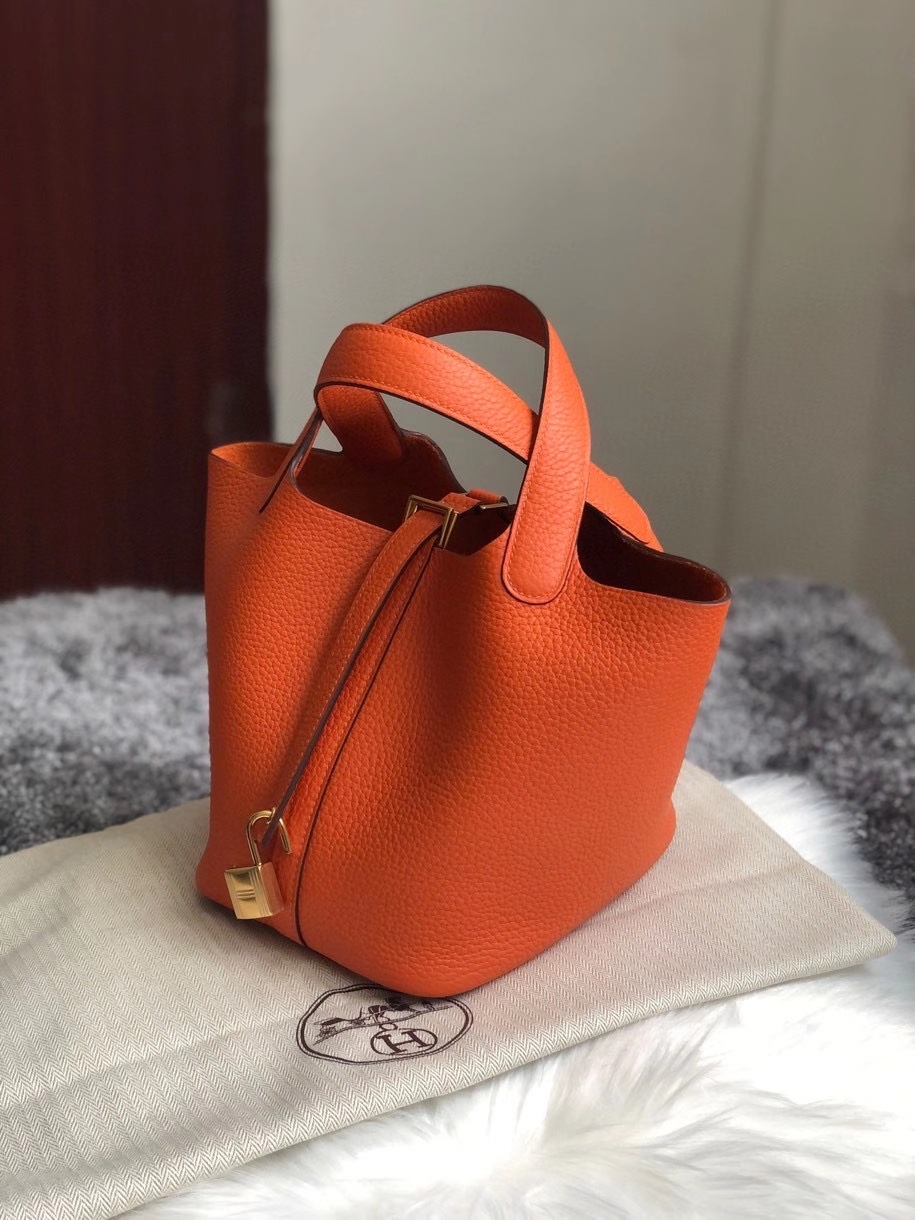 Hermès（爱马仕）Picotin 菜篮包 18cm 93橙色 Orange 金扣