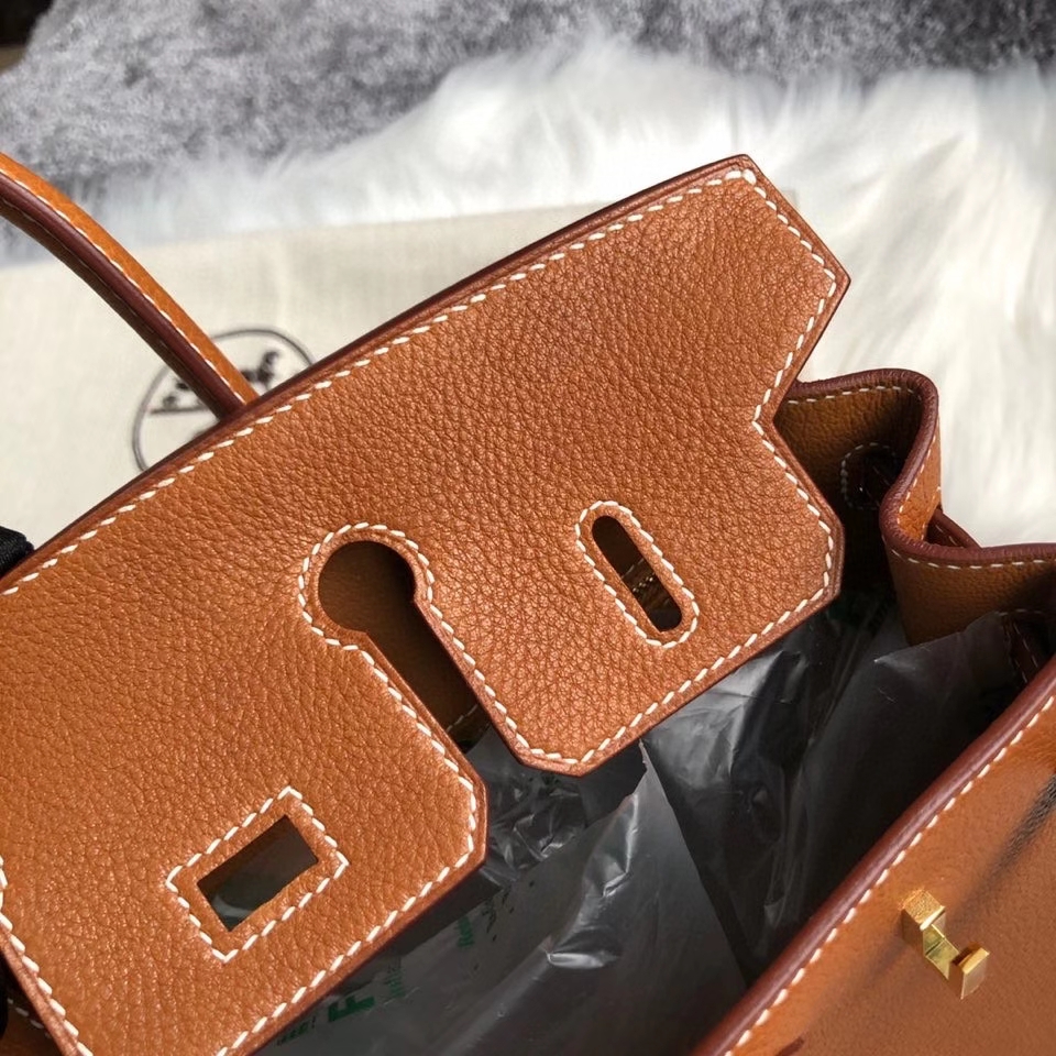 Hermès（爱马仕）Birkin 25cm 颗粒马鞍皮 金棕色 gold 金扣 银扣 顶级手缝 现货