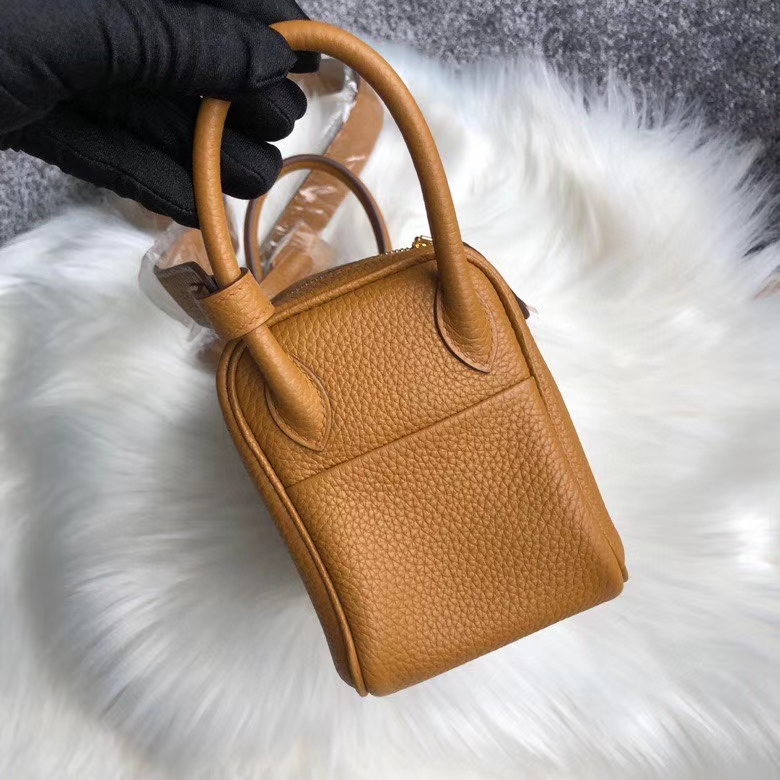 Hermès（爱马仕）Mini lindy  togo S2 芝麻黄 Sesame 金扣 顶级手缝 可定制