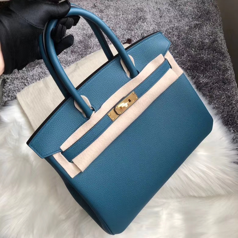 Hermès（爱马仕）Birkin 30cm 原厂小牛皮 togo W0 博斯普鲁斯绿 金扣 顶级手缝