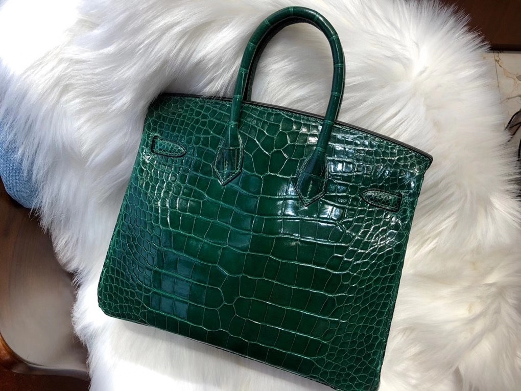 Hermès（爱马仕）Birkin 25cm Alligator shiny 亮面鳄鱼 ck67 祖母绿 顶级手缝 现货