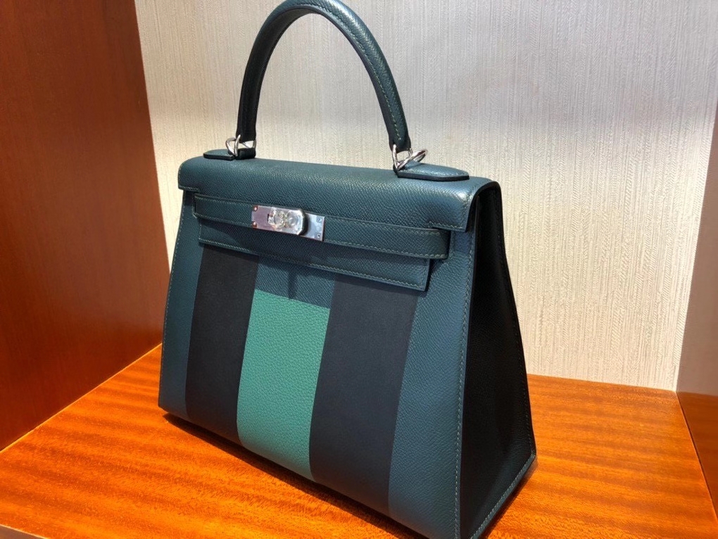 Hermès（爱马仕）Kelly 28cm Epsom字母包 “H” 6O 柏树绿  银扣 顶级手缝 现货