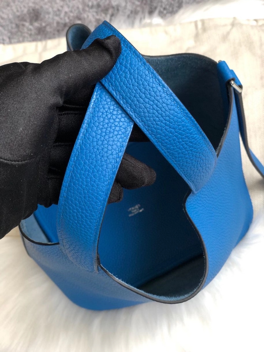 Hermès（爱马仕）Picotin 菜篮包 18cm 原厂御用顶级皮 clememce 7Ｑ 水妖蓝 银扣 顶级手缝