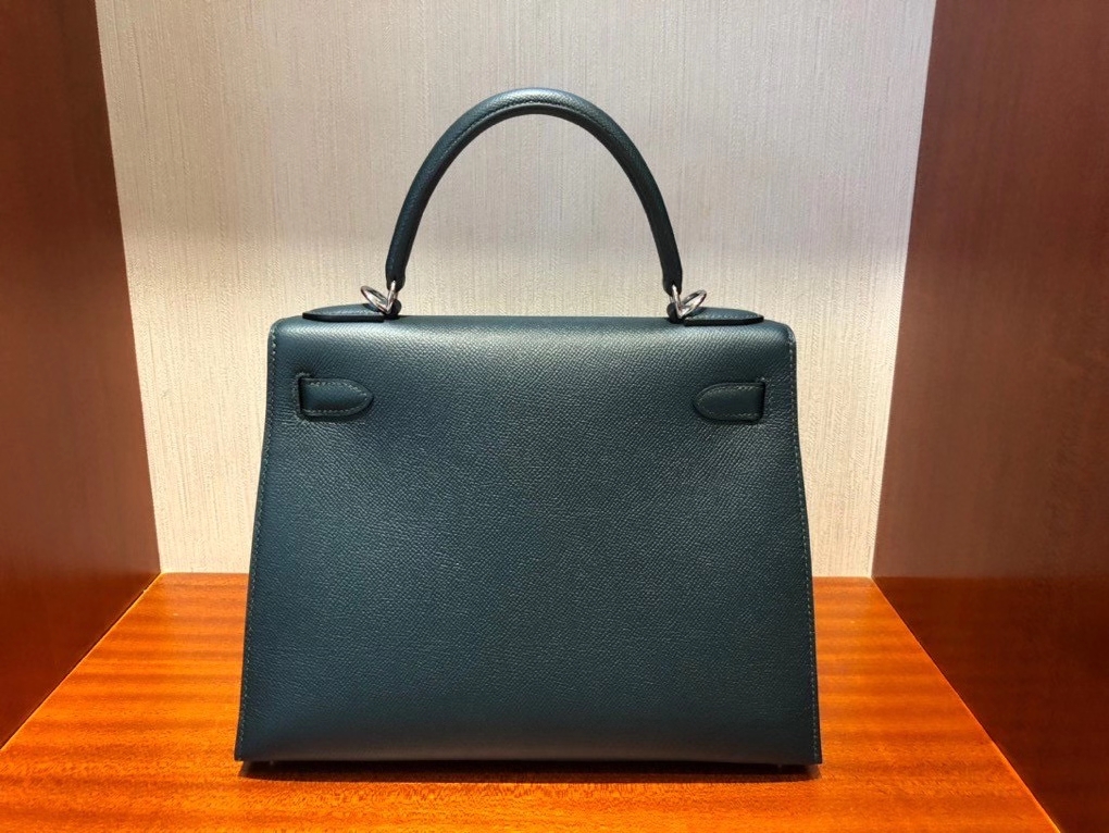 Hermès（爱马仕）Kelly 28cm Epsom字母包 “H” 6O 柏树绿  银扣 顶级手缝 现货