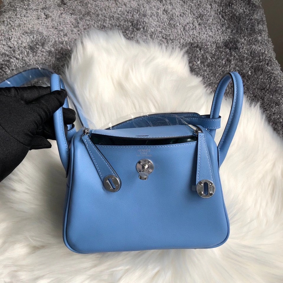 Hermès（爱马仕）Mini lindy swift 天堂蓝 银扣 顶级手缝 定制