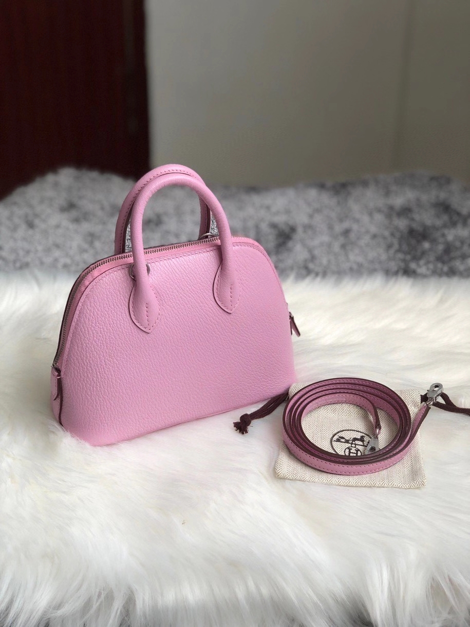 Hermès（爱马仕）Mini bolide 山羊皮 Chevre x9 锦葵紫 银扣 顶级手缝 小可爱 现货