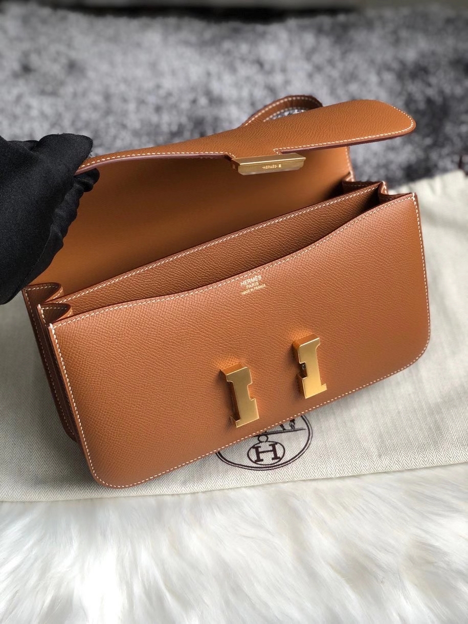 Hermès（爱马仕）Constance 26cm Epsom 原厂掌纹皮 ck37 金棕色 Gold 金扣 顶级手缝