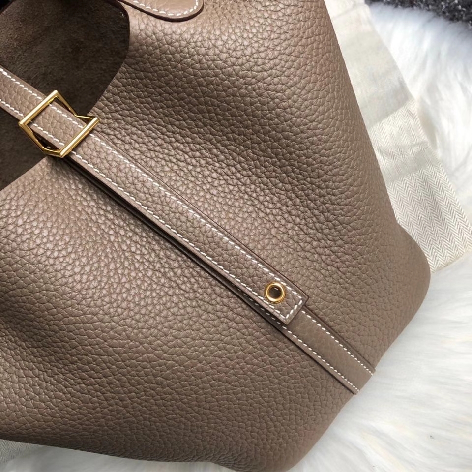 Hermès（爱马仕）Picotin 18cm 原厂御用顶级TC皮  ck37 大象灰 Gold 金扣