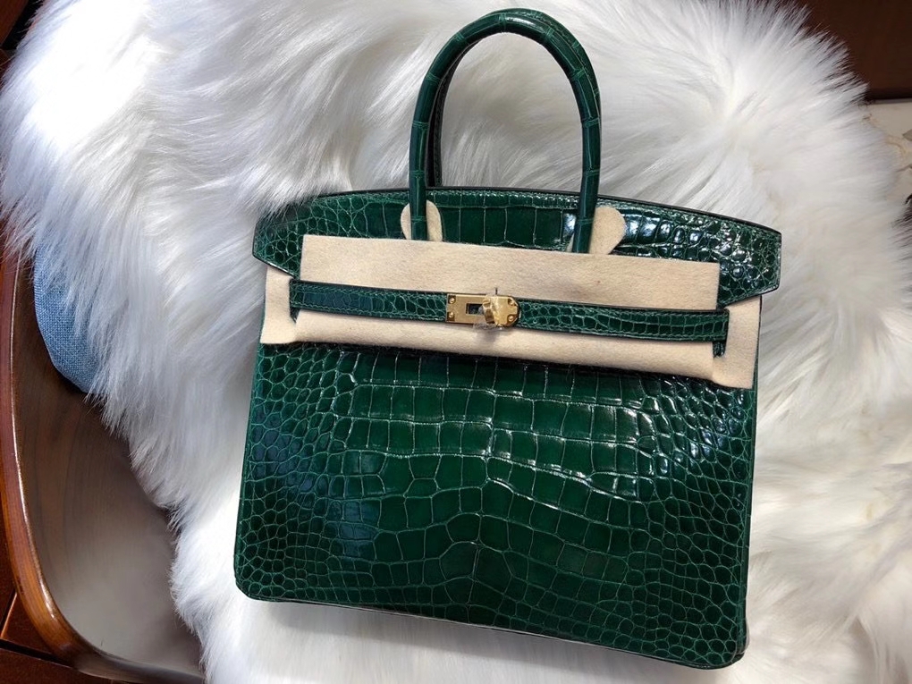 Hermès（爱马仕）Birkin 25cm Alligator shiny 亮面鳄鱼 ck67 祖母绿 顶级手缝 现货