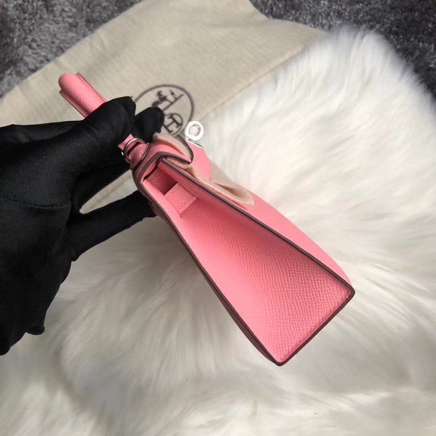 Hermès（爱马仕）Mini kelly ll Epsom 原厂掌纹皮 1Q 奶昔粉 rose confetti 顶级手缝