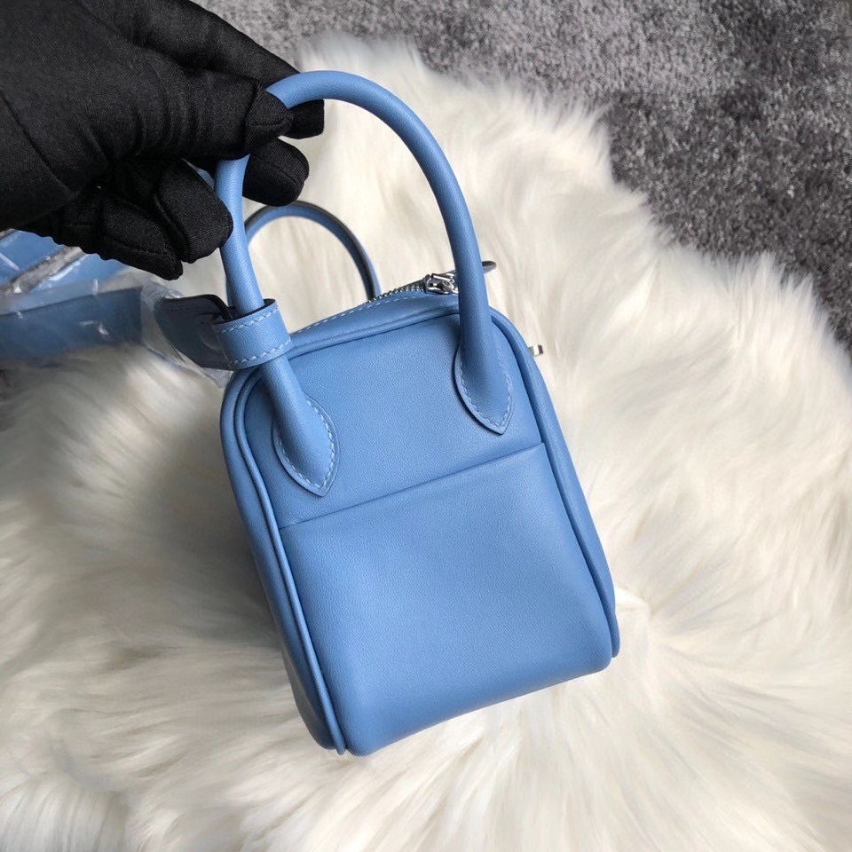 Hermès（爱马仕）Mini lindy swift 天堂蓝 银扣 顶级手缝 定制