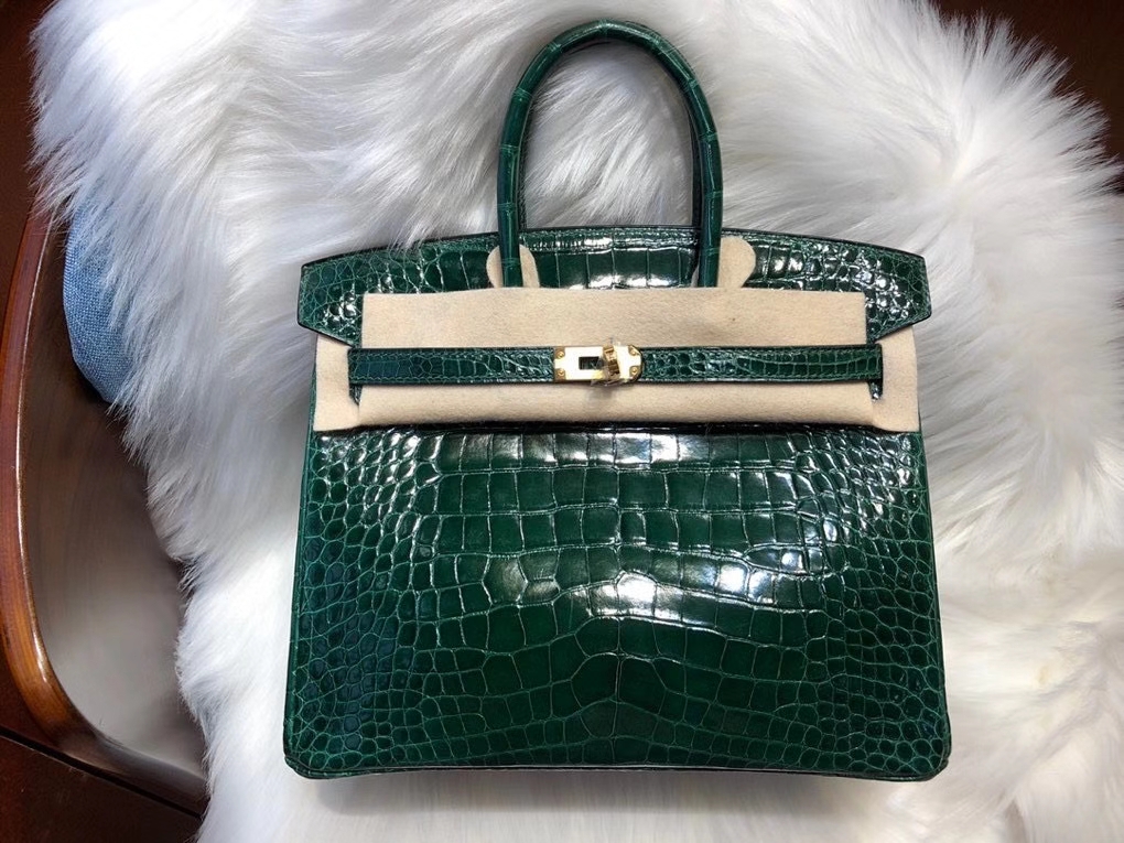 Hermès（爱马仕）Birkin 25cm Alligator shiny 亮面鳄鱼 ck67 祖母绿 顶级手缝 现货
