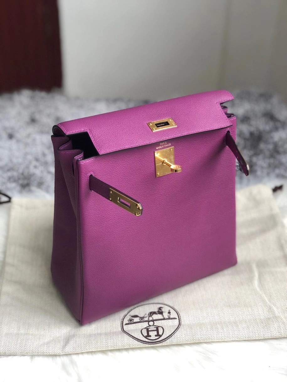 Hermès（爱马仕）Kelly ado evecolor p9 海葵紫 Anemone 金扣 顶级手缝 定制