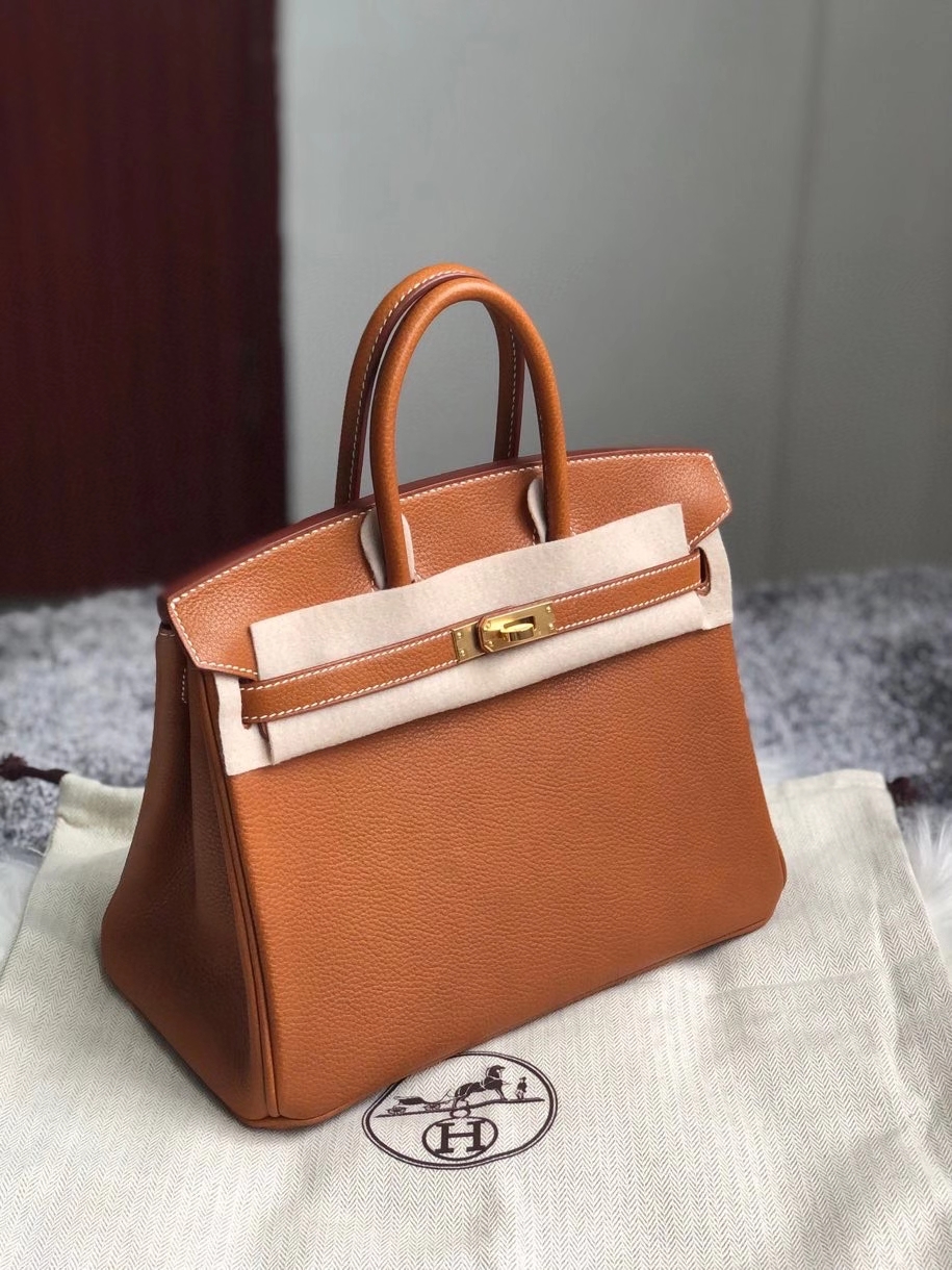 Hermès（爱马仕）Birkin 25cm 颗粒马鞍皮 金棕色 gold 金扣 银扣 顶级手缝 现货