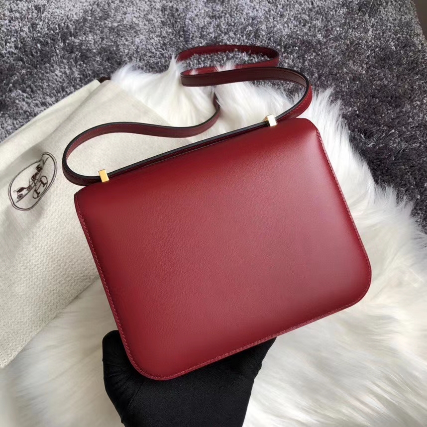 Hermès（爱马仕）Constance 24cm Boxcalf  ck55爱马仕红 Rouge H 金扣 顶级手缝